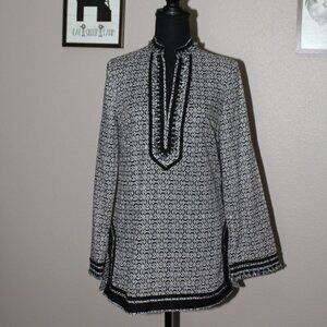 Tory Burch V Neck Long Sleeve Tunic Black Purple Size 6